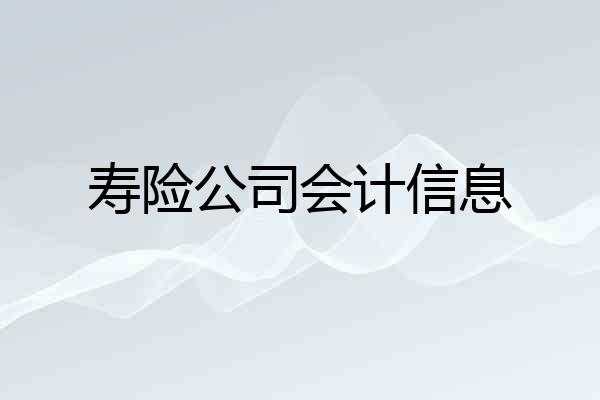 寿险公司会计信息