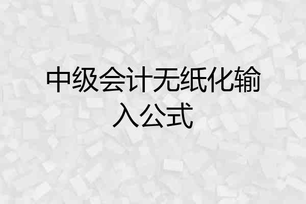 中级会计无纸化输入公式