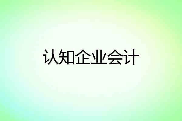 认知企业会计