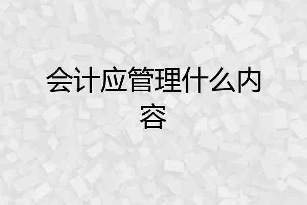 会计应管理什么内容