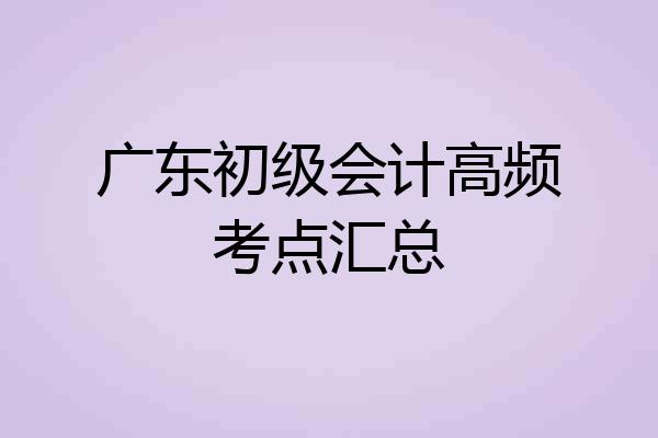 广东初级会计高频考点汇总