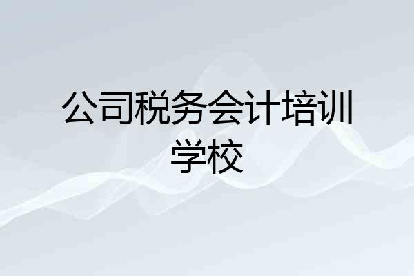 公司税务会计培训学校