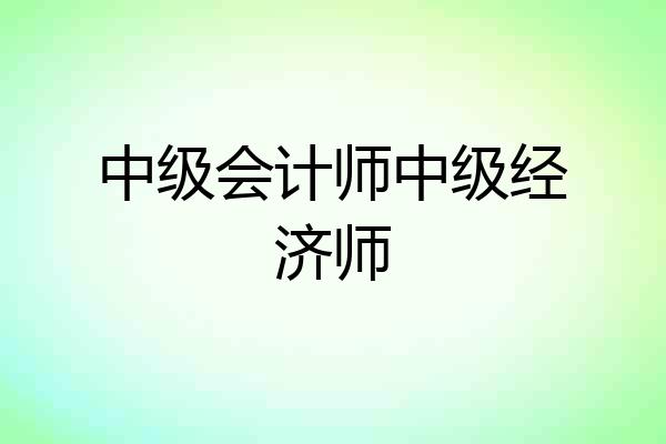 中级会计师中级经济师