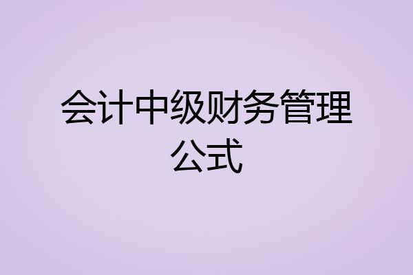 会计中级财务管理公式