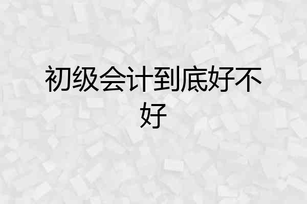初级会计到底好不好