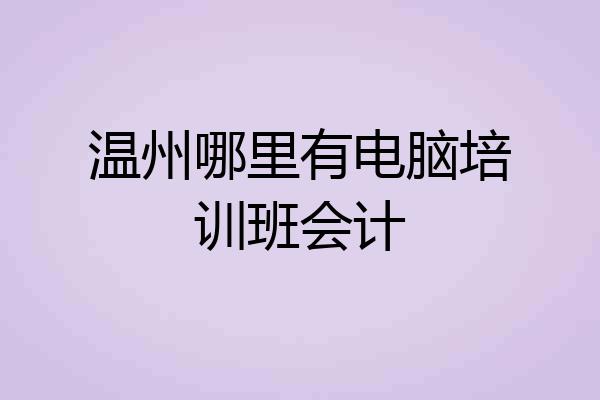 温州哪里有电脑培训班会计