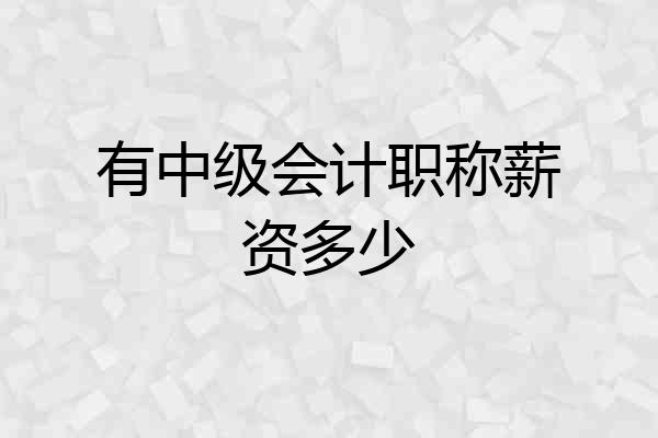 有中级会计职称薪资多少