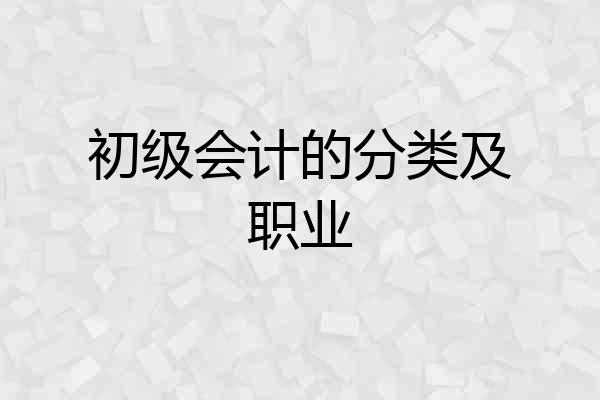 初级会计的分类及职业