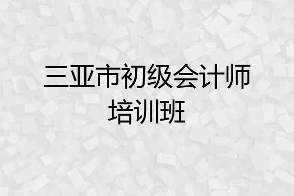 三亚市初级会计师培训班