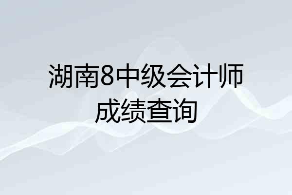 湖南8中级会计师成绩查询