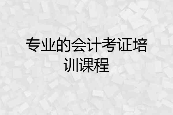 专业的会计考证培训课程