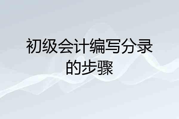 初级会计编写分录的步骤