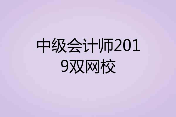 中级会计师2019双网校