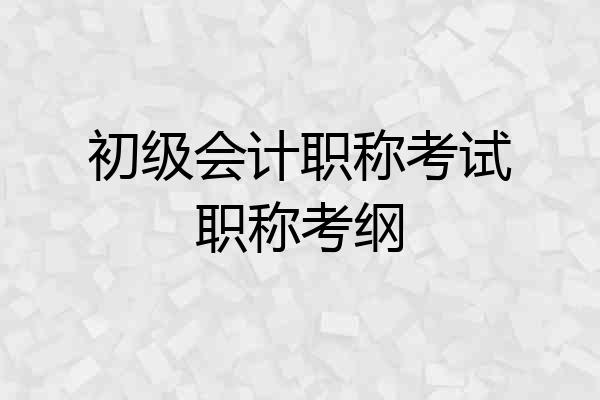 初级会计职称考试职称考纲