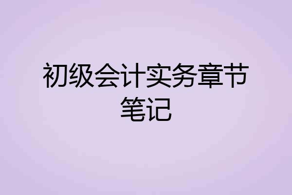 初级会计实务章节笔记