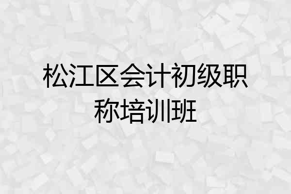 松江区会计初级职称培训班