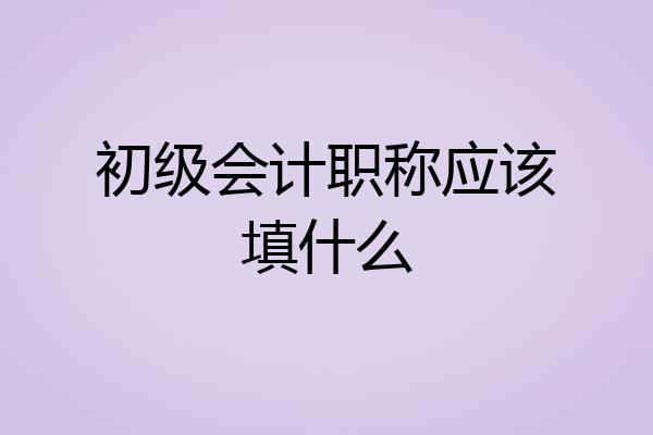 初级会计职称应该填什么