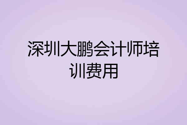 深圳大鹏会计师培训费用