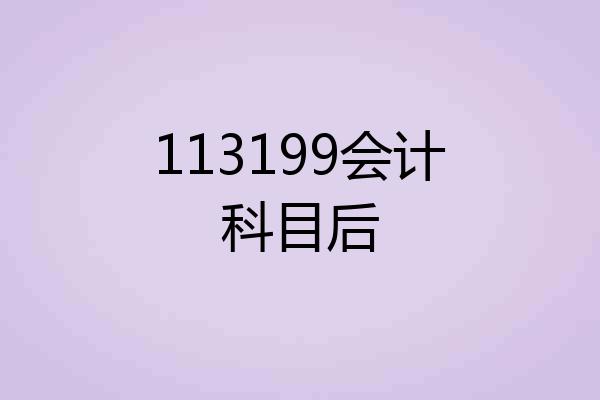113199会计科目后