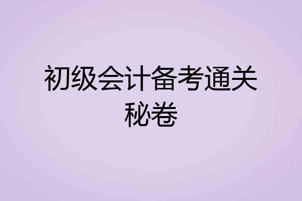 初级会计备考通关秘卷