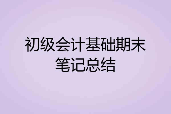 初级会计基础期末笔记总结
