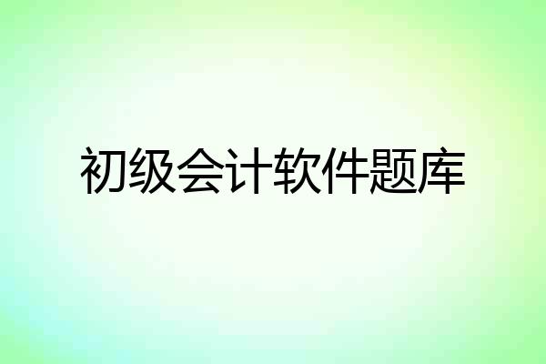 初级会计软件题库
