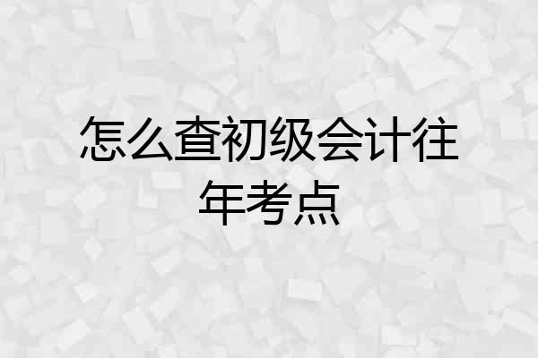 怎么查初级会计往年考点