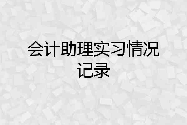 会计助理实习情况记录