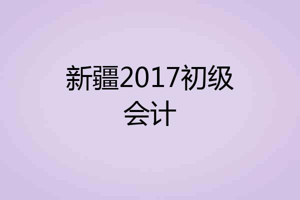 新疆2017初级会计