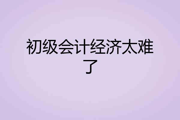 初级会计经济太难了