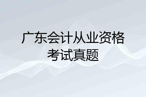 广东会计从业资格考试真题