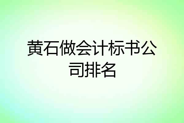 黄石做会计标书公司排名