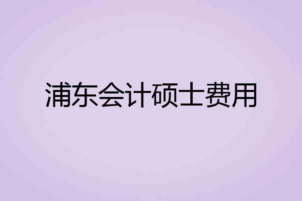 浦东会计硕士费用