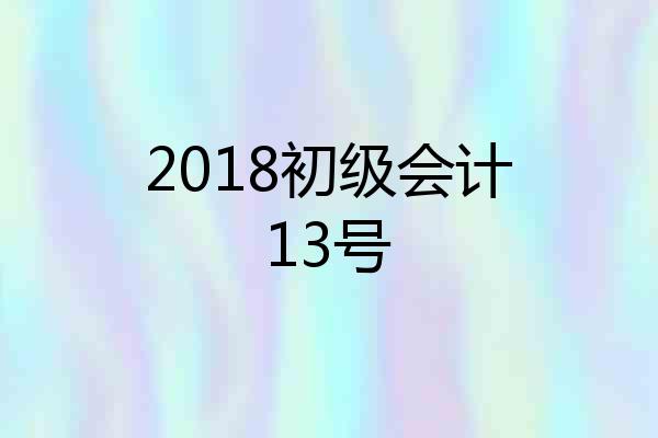 2018初级会计13号