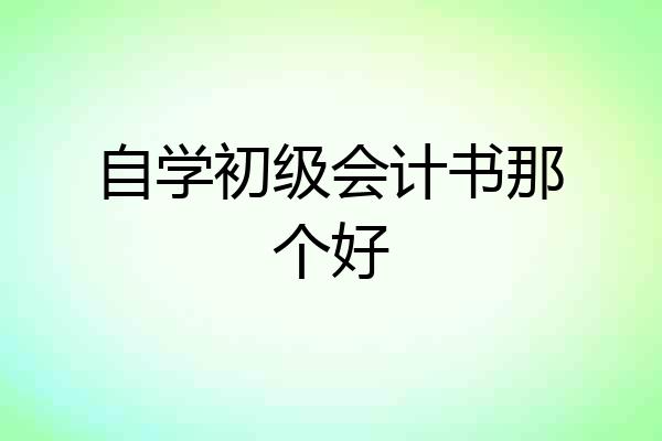 自学初级会计书那个好