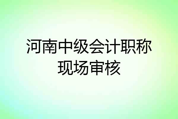 河南中级会计职称现场审核