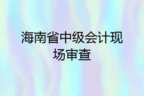 海南省中级会计现场审查