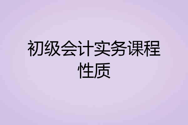 初级会计实务课程性质