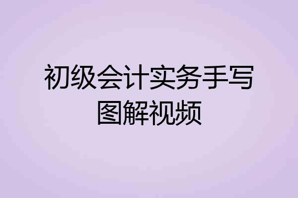 初级会计实务手写图解视频