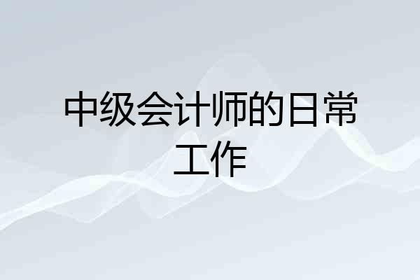 中级会计师的日常工作