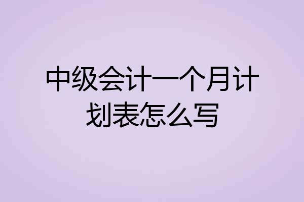 中级会计一个月计划表怎么写