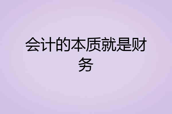 会计的本质就是财务