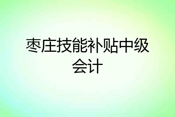 枣庄技能补贴中级会计