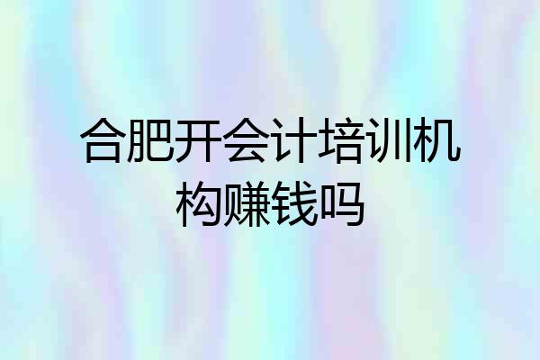 合肥开会计培训机构赚钱吗