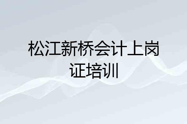 松江新桥会计上岗证培训