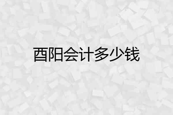 酉阳会计多少钱
