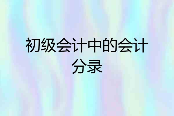 初级会计中的会计分录