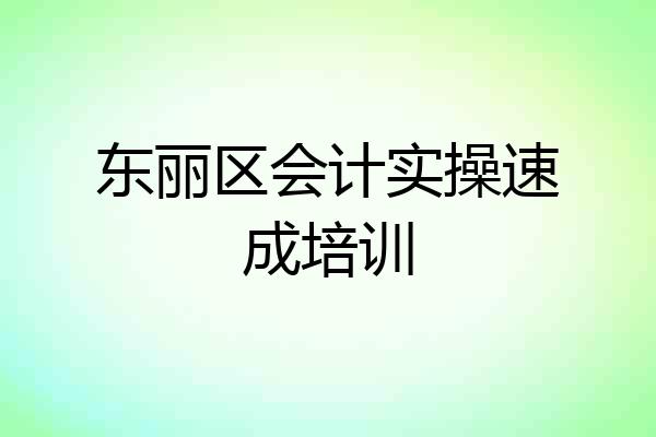东丽区会计实操速成培训