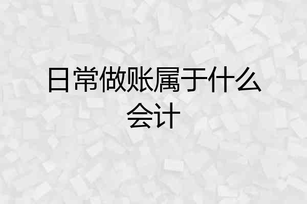 日常做账属于什么会计