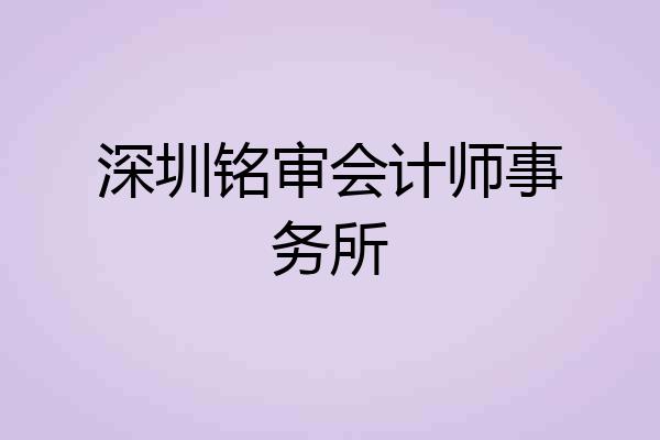 深圳铭审会计师事务所